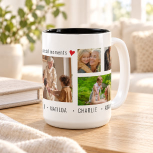 Tasse 2 Couleurs Moments spéciaux personnalisés avec 7 photos et te