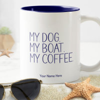 Mon chien bateau café. Drôle capitaine humour de p