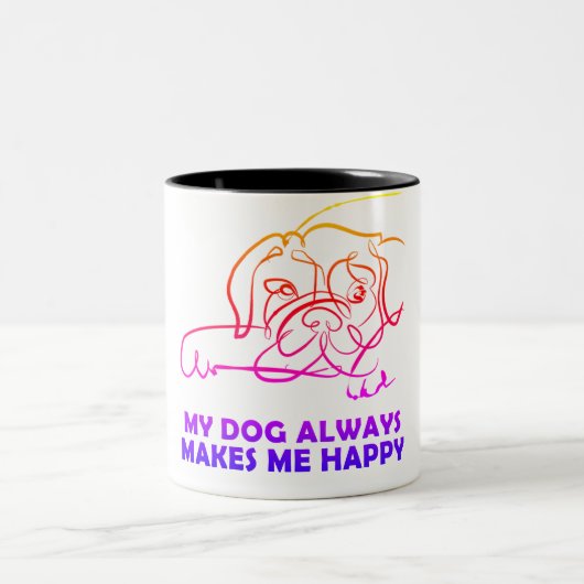 Tasse 2 Couleurs Mon chien me rend toujours heureux (Centre)