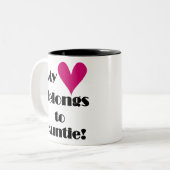 Tasse 2 Couleurs Mon coeur appartient à la tante (Devant gauche)
