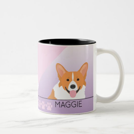 Tasse 2 Couleurs Mon coeur de chien appartient à un graphique moder (Droit)