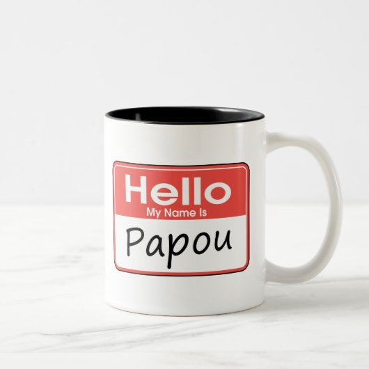 Tasse 2 Couleurs Mon nom est Papou (Droit)