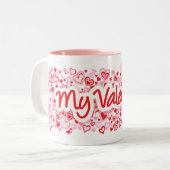 Tasse 2 Couleurs Mon texte Valentine beaucoup de coeurs rouge rose (Devant gauche)