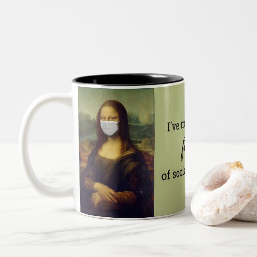 Tasse 2 Couleurs Mona Lisa masquée Distances sociales (Avec donut)