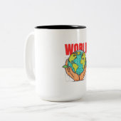 Tasse 2 Couleurs Monde – Conception de Globe d'Aventure de Voyage (Devant gauche)