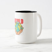 Tasse 2 Couleurs Monde – Conception de Globe d'Aventure de Voyage (Devant droit)