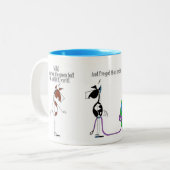 Tasse 2 Couleurs Monde drôle sur une bande dessinée de cheval de (Devant gauche)