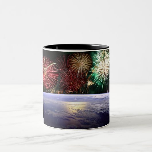 Tasse 2 Couleurs Monde et feux d'artifice (Centre)
