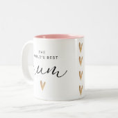 Tasse 2 Couleurs Monde Meilleure maman avec les coeurs (Devant gauche)