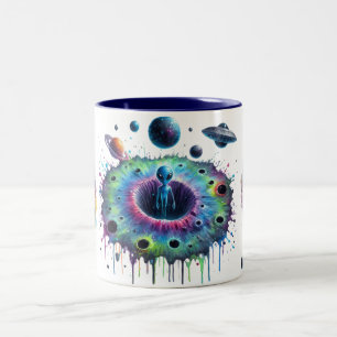 Tasse 2 Couleurs Mondes Aliens Cosmiques