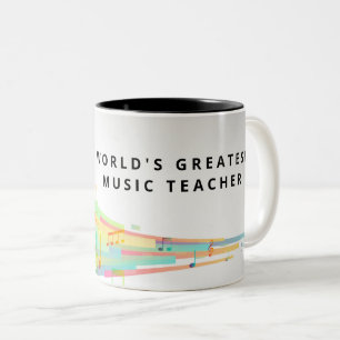 Tasse 2 Couleurs Mondes Meilleures Musique Enseignant Cadeau