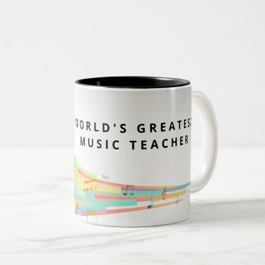 Tasse 2 Couleurs Mondes Meilleures Musique Enseignant Cadeau (Devant droit)