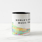Tasse 2 Couleurs Mondes Meilleures Musique Enseignant Cadeau (Centre)