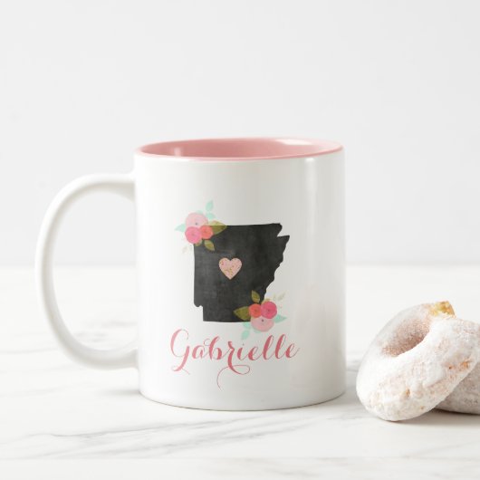 Tasse 2 Couleurs Monogram Arkansas State Moveable Heart City tendan (Avec donut)