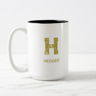 TASSE 2 COULEURS MONOGRAMME À UNE LETTRE EN LAITON MINIMALISTE BLAN