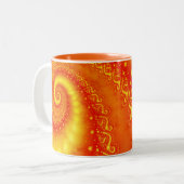 Tasse 2 Couleurs Monogramme Abstrait de spirale fractale orange (Devant gauche)