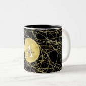 Tasse 2 Couleurs Monogramme Abstrait Gold Glitzy (Devant droit)