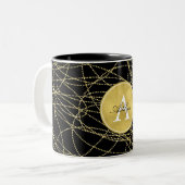 Tasse 2 Couleurs Monogramme Abstrait Gold Glitzy (Devant gauche)