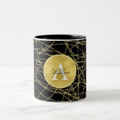 Tasse 2 Couleurs Monogramme Abstrait Gold Glitzy (Centre)