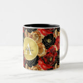 Tasse 2 Couleurs Monogramme Abstrait rouge or (Devant droit)
