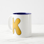 Tasse 2 Couleurs monogramme animal - K (Devant gauche)