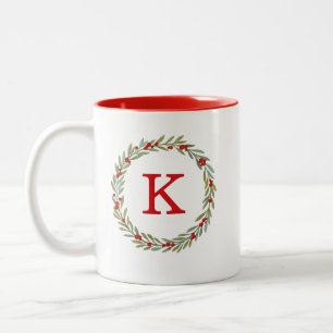 Tasse 2 Couleurs Monogramme Aquarelle Verrerie de Noël