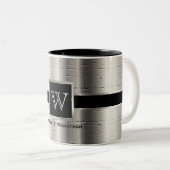 Tasse 2 Couleurs Monogramme Argent noir et métallique (Devant droit)