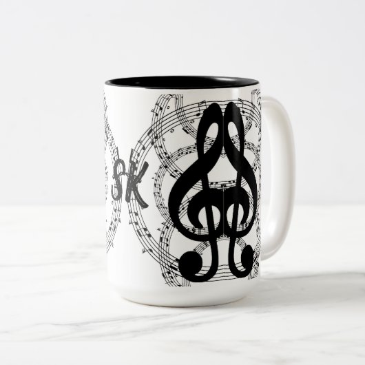 Tasse 2 Couleurs Monogramme Black & White Mirror Image Music 2 (Devant droit)
