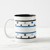 Tasse 2 Couleurs Monogramme bleu argent noir Pois (Gauche)