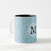 Tasse 2 Couleurs Monogramme bleu d'impression de girafe (Devant gauche)