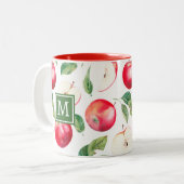 Tasse 2 Couleurs Monogramme botanique des pommes rouges (Devant gauche)