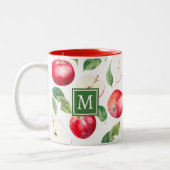 Tasse 2 Couleurs Monogramme botanique des pommes rouges (Gauche)