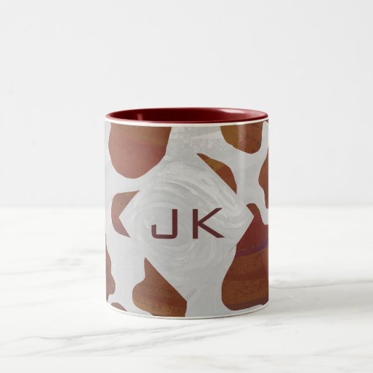 Tasse 2 Couleurs Monogramme Brown et blanc de vache (Centre)