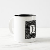Tasse 2 Couleurs Monogramme Celtique "E" argenté (Devant gauche)