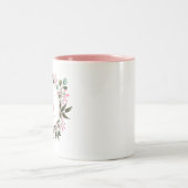 Tasse 2 Couleurs Monogramme circulaire rose modifiable initial (Centre)