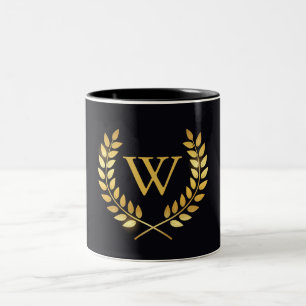 Tasse 2 Couleurs Monogramme de couronne d'or Laurel