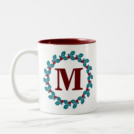 Tasse 2 Couleurs Monogramme de couronne rouge nordique (Gauche)