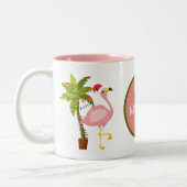 Tasse 2 Couleurs monogramme de flamand rose de Noël (Gauche)