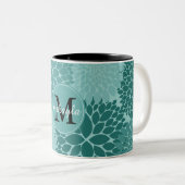 Tasse 2 Couleurs Monogramme de fleurs minty (Devant droit)