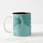 Tasse 2 Couleurs Monogramme de fleurs minty (Gauche)