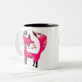 Tasse 2 Couleurs Monogramme de Fox rose pâle (Devant gauche)