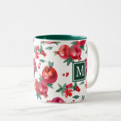 Tasse 2 Couleurs Monogramme de grenade botanique (Devant droit)