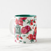 Tasse 2 Couleurs Monogramme de grenade botanique (Devant gauche)