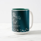 Tasse 2 Couleurs Monogramme de la Couronne brillant vert (Devant droit)