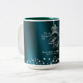 Tasse 2 Couleurs Monogramme de la Couronne brillant vert (Devant gauche)