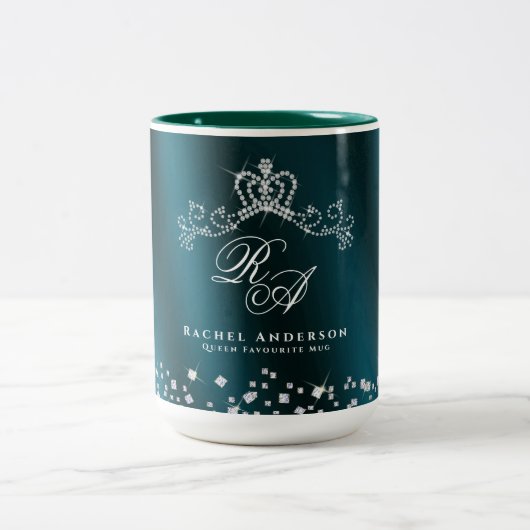 Tasse 2 Couleurs Monogramme de la Couronne brillant vert (Centre)