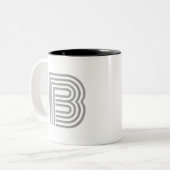 Tasse 2 Couleurs Monogramme de lettre initiale gris blanc moderne é (Devant gauche)