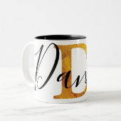 Tasse 2 Couleurs Monogramme de l'or "D" avec le nom personnalisé (Devant gauche)