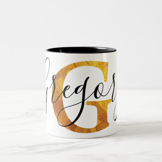 Tasse 2 Couleurs Monogramme de l'or "G" avec le nom personnalisé (Centre)