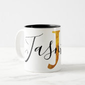 Tasse 2 Couleurs Monogramme de l'or "J" avec le nom personnalisé (Devant gauche)